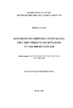 đảng bộ huyện chiêm hóa (tuyên quang) thực hiện nhiệm vụ xây dựng đảng từ năm 2000 đến năm 2010