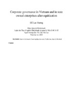 Corporate governance in vietnam and in state owned enterprises after equitization