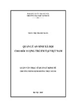 Quản lý an sinh xã hội cho đối tượng trẻ em tại việt nam