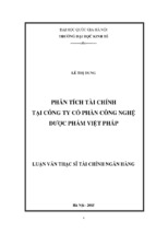 Phân tích tài chính tại công ty cổ phần công nghệ dược phẩm việt pháp