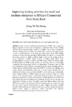 Improving lending activities for small and medium enterprises in military commercial joint stock bank