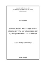 đánh giá đất đai phục vụ định hướng sử dụng bền vững đất nông nghiệp khu vực ngoại thành phía tây nam hà nội