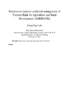 Solutions to improve credit risk management of vietnam bank for agriculture and rural development (agribank)