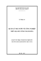 Quản lý nhà nước về công nghiệp trên địa bàn tỉnh thanh hóa