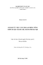 Giải quyết việc làm cho lao động nông thôn huyện thanh trì, thành phố hà nội