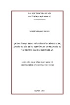 Quản lý hoạt động phân tích tài chính các dự án đầu tư xây dựng tại công ty cổ phần đầu tư và thương mại dầu khí nghệ an