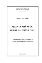 Quản lý nhà nước về đất đai ở vĩnh phúc