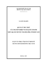 Quản lý thu thuế các doanh nghiệp ngoài quốc doanh trên địa bàn huyện thanh liêm, tỉnh hà nam