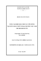 Nâng cao hiệu quả cho vay tiêu dùng tại ngân hàng tmcp ngoại thương v