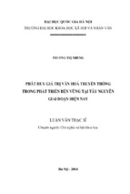 Phát huy giá trị văn hóa truyền thống trong phát triển bền vững tại tây nguyên giai đoạn hiện nay