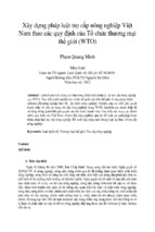 Xây dựng pháp luật trợ cấp nông nghiệp việt nam theo các quy định của tổ chức thương mại thế giới (wto)