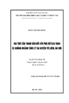 Vai trò của tham vấn đối với phụ nữ sau sinh bị khủng hoảng tâm lý tại huyện từ liêm, hà nội