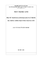 Phụ nữ tham gia lãnh đạo, quản lý trong hệ thống chính trị ở tỉnh thái nguyên