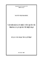 Vấn đề bảo lưu điều ước quốc tế trong luật quốc tế hiện đại