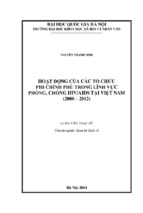 Hoạt động của các tổ chức phi chính phủ trong lĩnh vực phòng, chống hivaids tại việt nam (2000 – 2012)
