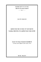 Kiểm toán dự án đầu tư xây dựng tại địa phương của kiểm toán nhà nước