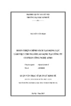 Hoàn thiện chính sách tạo động lực làm việc cho người lao động tại công ty cổ phần công nghệ apro