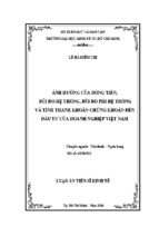 ảnh hưởng của dòng tiền, rủi ro hệ thống, rủi ro phi hệ thống và tính thanh khoản chứng khoán đến đầu tư của các doanh nghiệp việt nam.