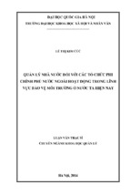 Quản lý nhà nước đối với các tổ chức phi chính phủ nước ngoài hoạt động trong lĩnh vực bảo vệ môi trường ở nước ta hiện nay