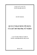 Quản lý hoạt động tín dụng của quỹ hỗ trợ phụ nữ nghèo