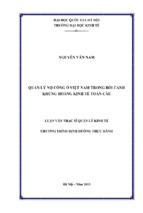 Quản lý nợ công ở việt nam trong bối cảnh khủng hoảng kinh tế toàn cầu