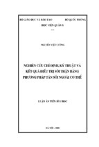 Nghiên cứu chỉ định, kỹ thuật và kết quả điều trị sỏi thận bằng phương pháp tán sỏi ngoài cơ thể