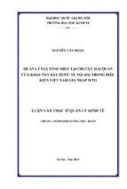 Quản lý giá tính thuế tại chi cục hải quan cửa khẩu sân bay quốc tế nội bài trong điều kiện việt nam gia nhập wto