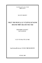 Thực thi pháp luật về đăng ký kinh doanh trên địa bàn hà nội