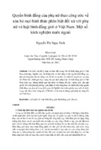 Quyền bình đẳng của phụ nữ theo công ước về xóa bỏ mọi hình thức phân biệt đối xử với phụ nữ và luật bình đẳng giới ở việt nam. một số kinh nghiệm nước ngoài