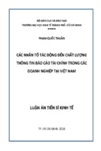 Các nhân tố tác động đến chất lượng thông tin báo cáo tài chính trong các doanh nghiệp tại việt nam