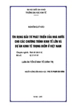 Tín dụng đầu tư phát triển của nhà nước cho các chương trình kinh tế lớn và dự án kinh tế trọng điểm ở việt nam