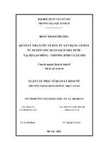 Quản lý nhà nước về đầu tư xây dựng cơ bản từ nguồn vốn ngân sách nhà nước tại bộ lao động   thương binh và xã hội