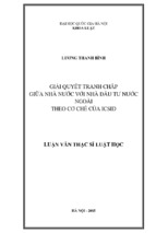 Giải quyết tranh chấp giữa nhà nước với nhà đầu tư nước ngoài theo cơ chế của icsid