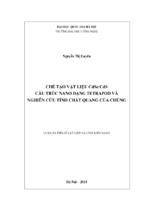 Chế tạo vật liệu cdse cds cấu trúc nano dạng tetrapod và nghiên cứu tính chất quang của chúng