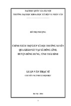 Chính sách trợ giúp xã hội thường xuyên qua khảo sát tại xã đông lĩnh, huyện đông hưng, tỉnh thái bình