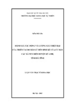 đánh giá tác động và lượng giá thiệt hại của thiên tai do bão lũ đến sinh kế của cư dân các xã ven biển huyện kỳ anh, tỉnh hà tĩnh