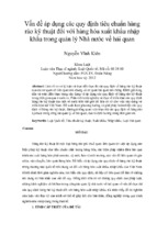 Vấn đề áp dụng các quy định tiêu chuẩn hàng rào kỹ thuật đối với hàng hóa xuất khẩu nhập khẩu trong quản lý nhà nước về hải quan