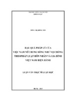 Hậu quả pháp lý của việc nam nữ chung sống như vợ chồng theo pháp luật hôn nhân và gia đình việt nam hiện hành