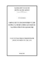 Chiến lược của doanh nghiệp và ảnh hưởng của nó đến chính sách nhân sự tại tổng công ty du lịch hà nội