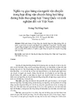 Nghĩa vụ giao hàng của người vận chuyển trong hợp đồng vận chuyển hàng hoá bằng đường biển theo pháp luật trung quốc và kinh nghiệm đối với việt nam