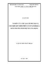 Nghiên cứu chế tạo lớp phủ bảo vệ cho hợp kim nhôm trên cơ sở nanosilica bằng phương pháp điện di lắng đọng