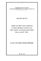 Thông tin trên trang nghề báo của báo nhà báo và công luận thực trạng và giải pháp phát triển ( khảo sát năm 2011   2012)