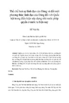 Thể chế hoá sự lãnh đạo của đảng và đổi mới phương thức lãnh đạo của đảng đối với quốc hội trong điều kiện xây dựng nhà nước pháp quyền ở nước ta hiện nay