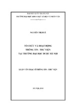 Tổ chức và hoạt động thông tin   thư viện tại trường đại học dược hà nội