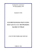 Giải pháp đảm bảo chất lượng đào tạo của các trườngkhoa đại học sư phạm