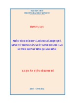 Phân tích rủi ro và đánh giá hiệu quả kinh tế trong sản xuất kinh doanh cao su tiểu điền ở tỉnh quảng bình