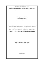 Giải pháp marketing nhằm phát triển thị trường khách inbound khu vực châu á của công ty cổ phần fiditour