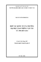 Hợp tác quốc tế của trường đại học giao thông vận tải từ 1994 đến 2013