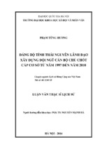 đảng bộ tỉnh thái nguyên lãnh đạo xây dựng đội ngũ cán bộ chủ chốt cấp cơ sở từ năm 1997 đến năm 2010