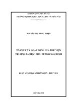 Tổ chức và hoạt động của thư viện trường đại học điều dưỡng nam định